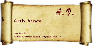 Auth Vince névjegykártya